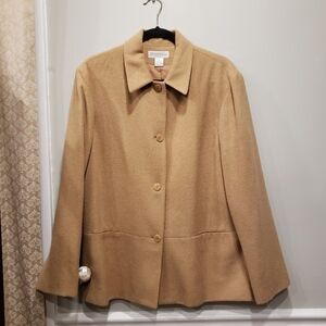 Sz 16 WMNS Brooks Brothers 100% Wool Camel Hair Pea Coat Heritage Luxury